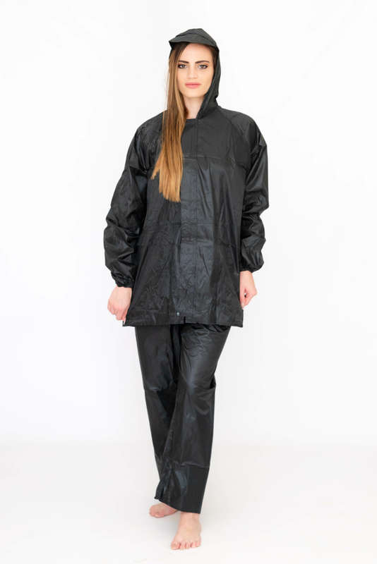 Senza's Two-Piece Heavy-duty Zipper Raincoat Set with Hood & Drawstring For Men & Women