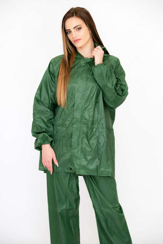 Senza's Two-Piece Heavy-duty Zipper Raincoat Set with Hood & Drawstring For Men & Women