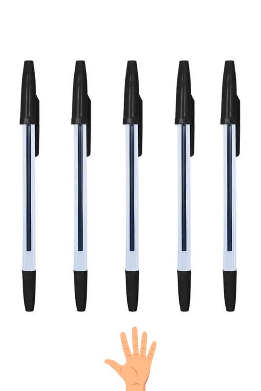 Set Of 5  Ballpoint Fine Pens Black