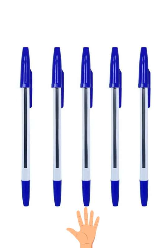 Set Of 5  Ballpoint Fine Pens Blue