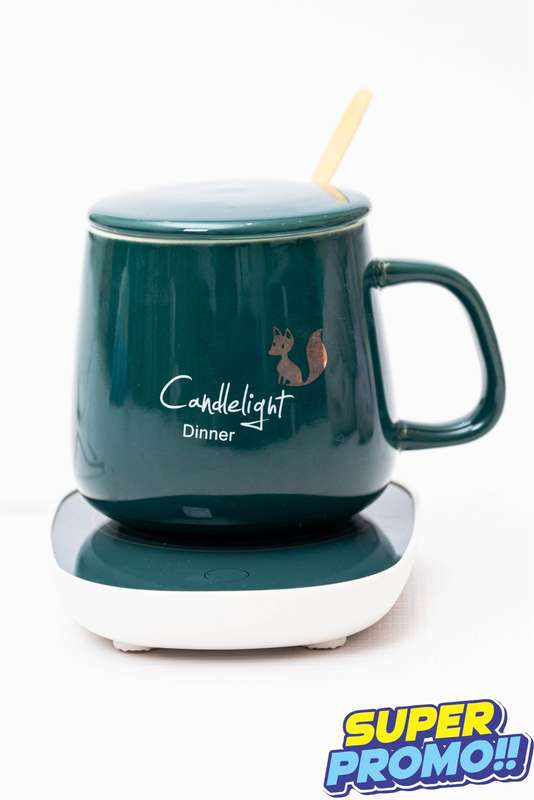 Smart Ceramic Coffee Warming Coaster 4 Piece Heated Mug Set Smile