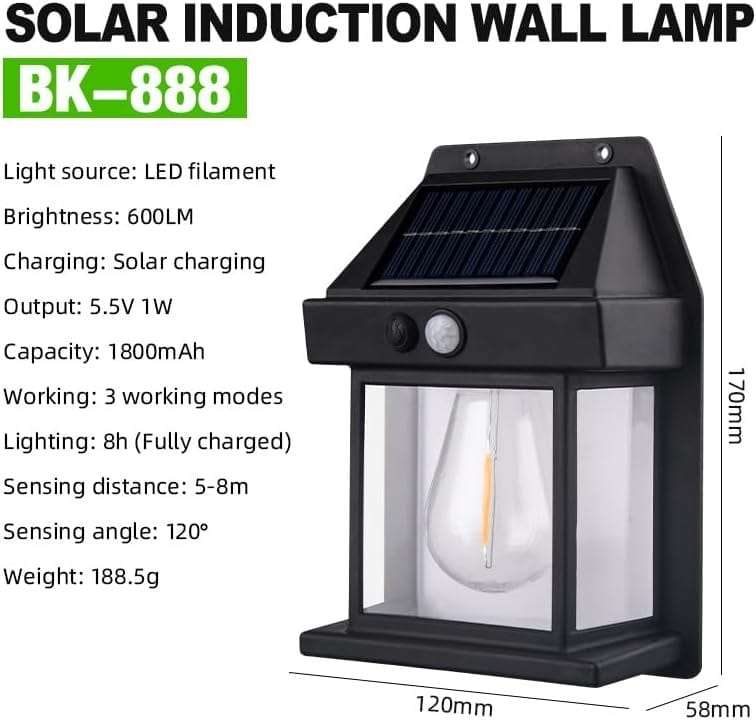 Solar Powered Outdoor Wall Lights, Sunrise and Sunset Motion Sensor