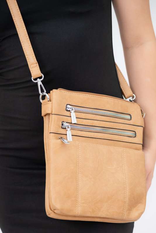 Sotto Crossbody Leather Sling Shoulder Bag With Multiple Pockets