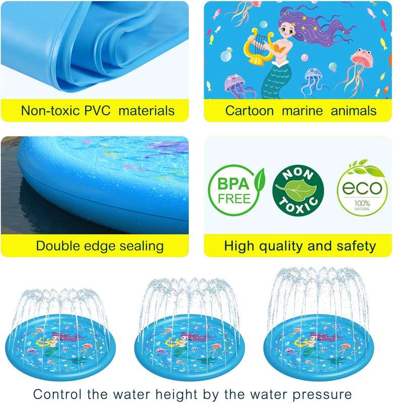 Splash Pad for Toddlers Baby Sprinkler Pool 170cm