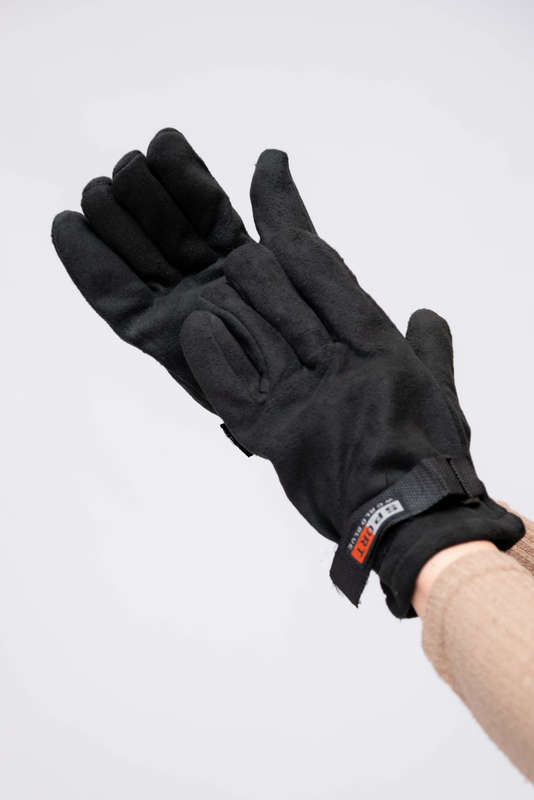 Sport World Black Unisex Winter Fleece Gloves With Strap