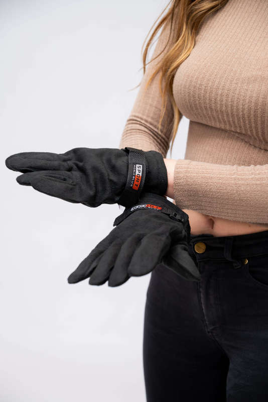Sport World Black Unisex Winter Fleece Gloves With Strap