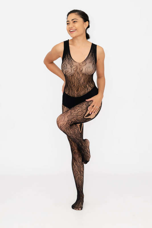 Steamy Nights Fishnet Body stocking Lingerie Dress Set With Seamless Panty
