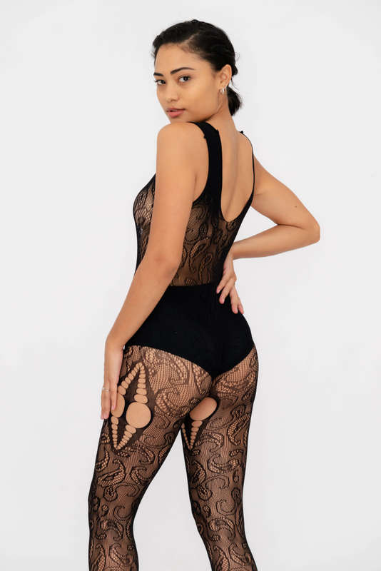 Steamy Nights Fishnet Body stocking Lingerie Dress Set With Seamless Panty