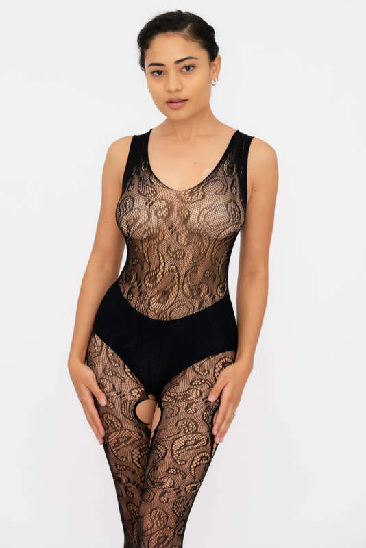 Steamy Nights Fishnet Body stocking Lingerie Dress Set With Seamless Panty