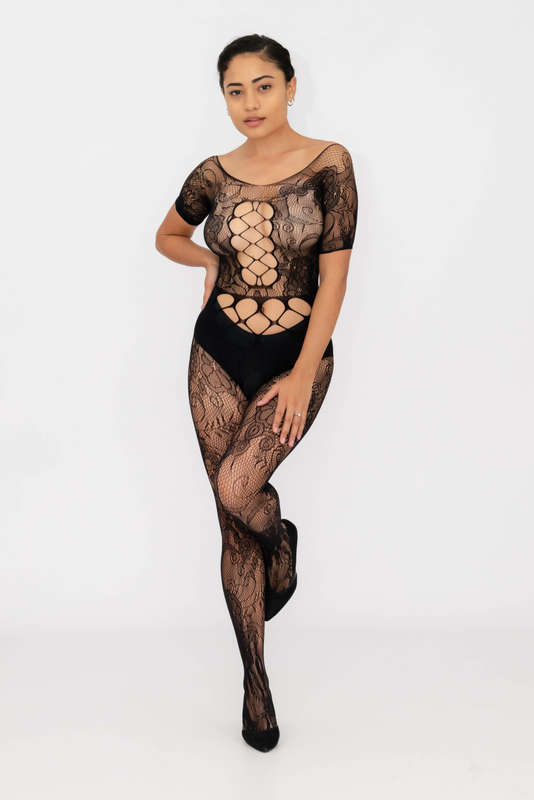 Steamy Nights Fishnet Body stocking Lingerie Dress Set With Seamless Panty