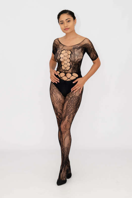 Steamy Nights Fishnet Body stocking Lingerie Dress Set With Seamless Panty