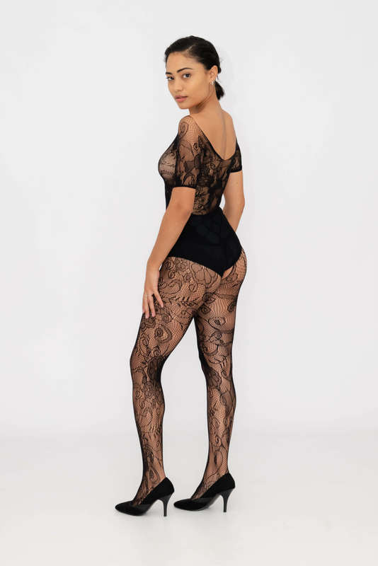 Steamy Nights Fishnet Body stocking Lingerie Dress Set With Seamless Panty
