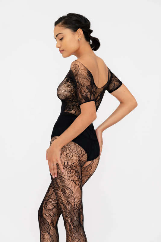 Steamy Nights Fishnet Body stocking Lingerie Dress Set With Seamless Panty