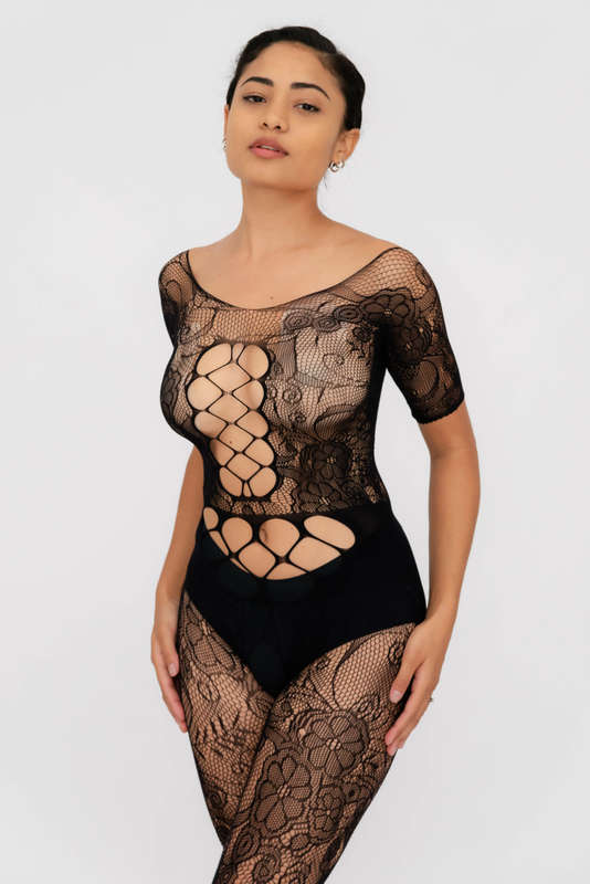 Steamy Nights Fishnet Body stocking Lingerie Dress Set With Seamless Panty