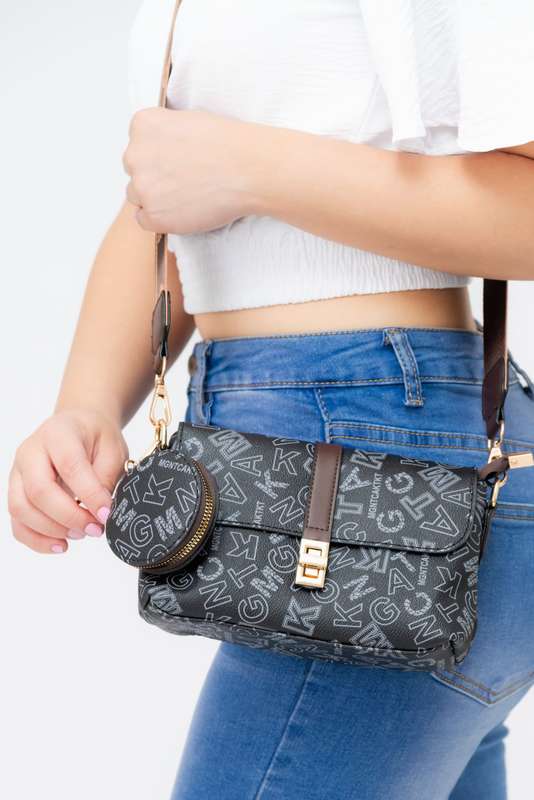Stella Logo Crossbody Sling Bag Patterned Strap & Mini Purse