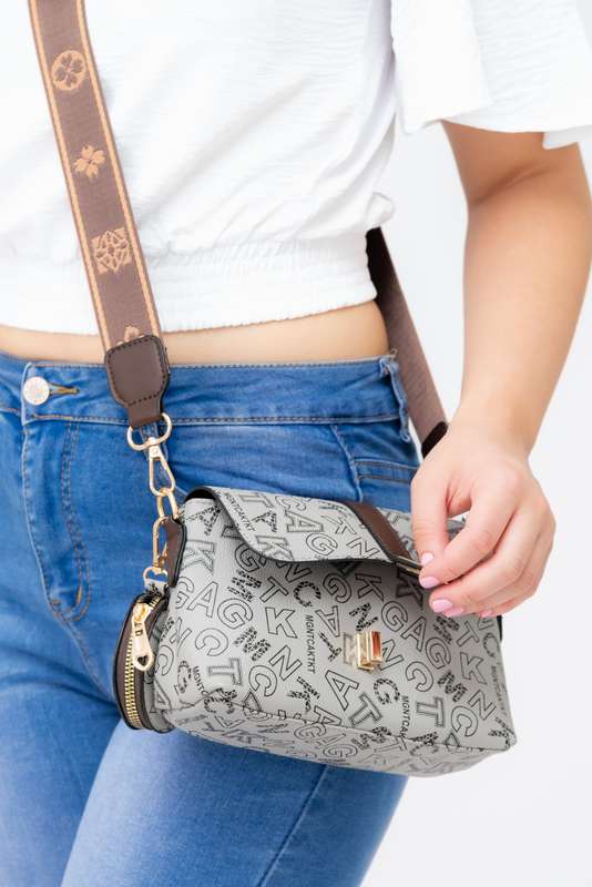 Stella Logo Crossbody Sling Bag Patterned Strap &amp; Mini Purse