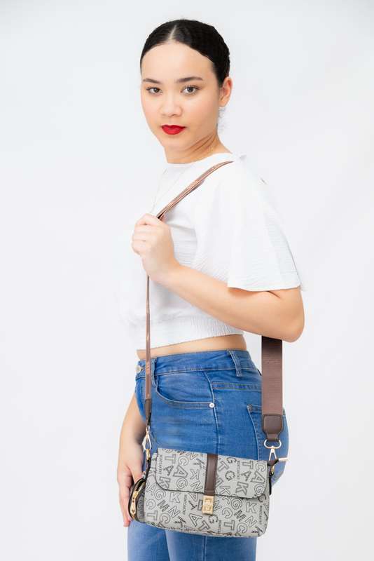 Stella Logo Crossbody Sling Bag Patterned Strap & Mini Purse