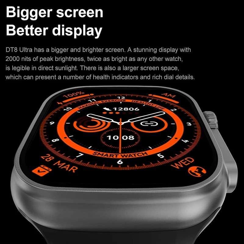 Smartwatch Fitness Tracker T900 Ultra Black Big Infinite