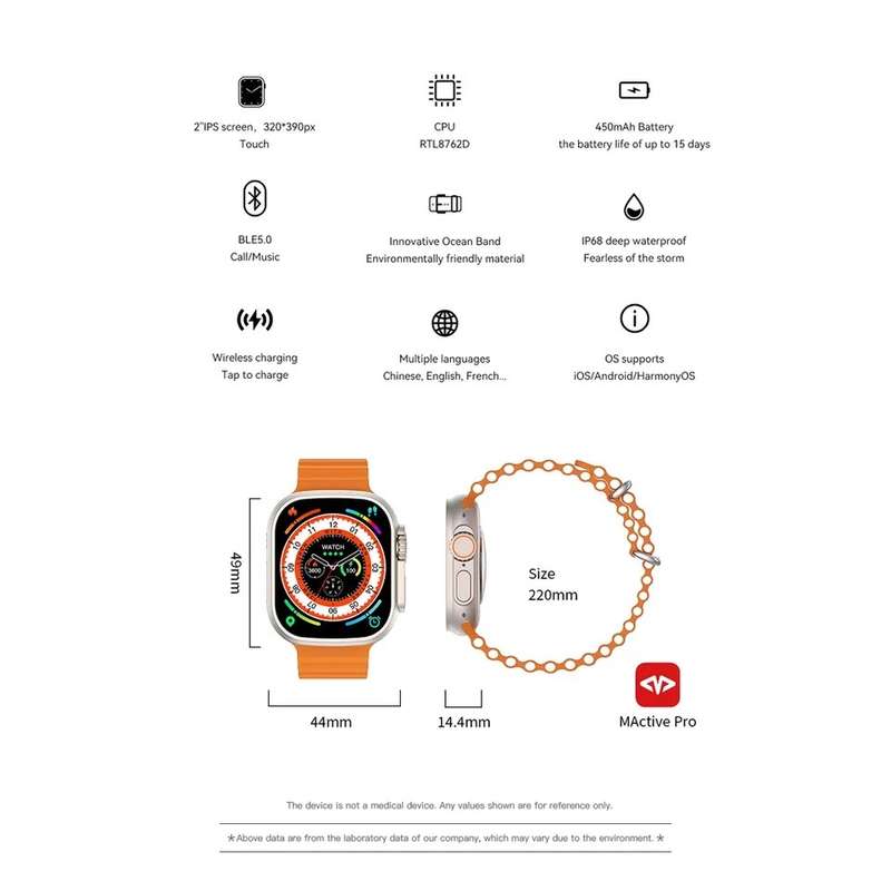 Smartwatch Fitness Tracker T900 Ultra Black Big Infinite
