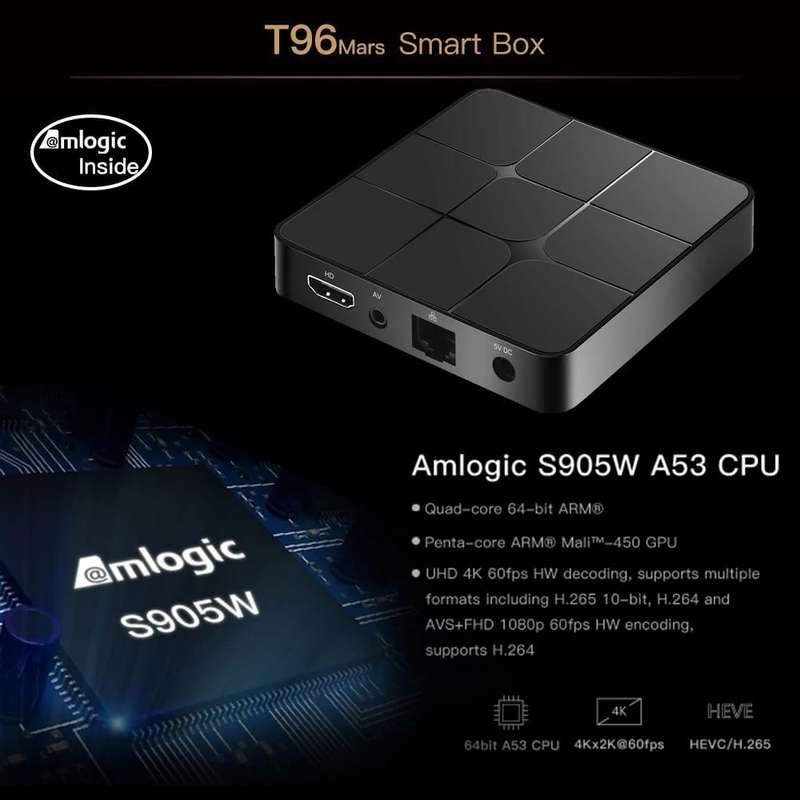 T96 Mars 4K HD Smart TV Box with Remote Controller