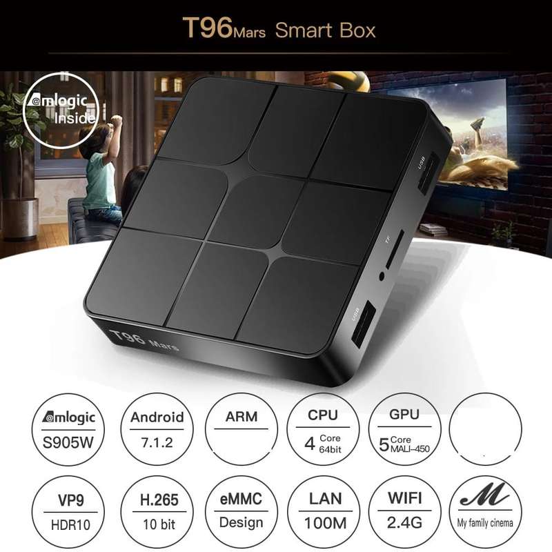 T96 Mars 4K HD Smart TV Box with Remote Controller