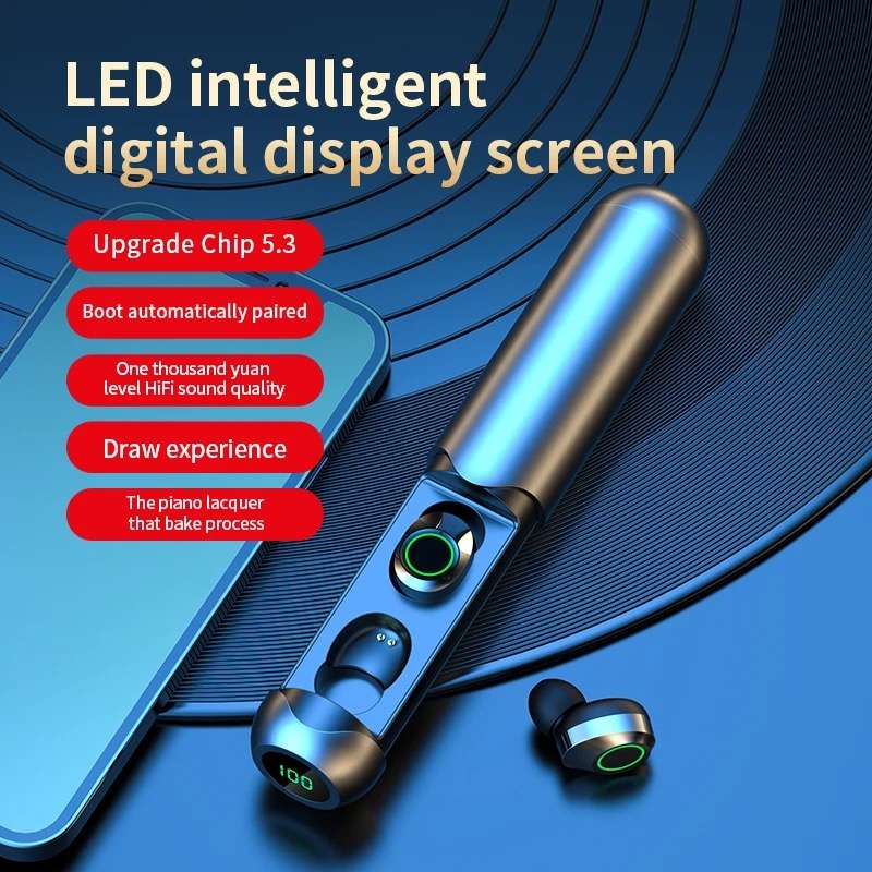 TWS Bluetooth Earbuds Wireless Stereo Bass in-Ear Headphone Telescopic Mini Dock