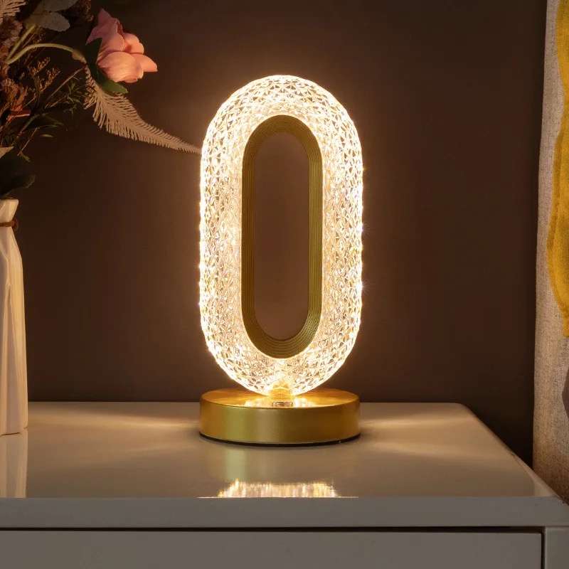 Touch Control Crystal Rechargeable Table Desk Lamp