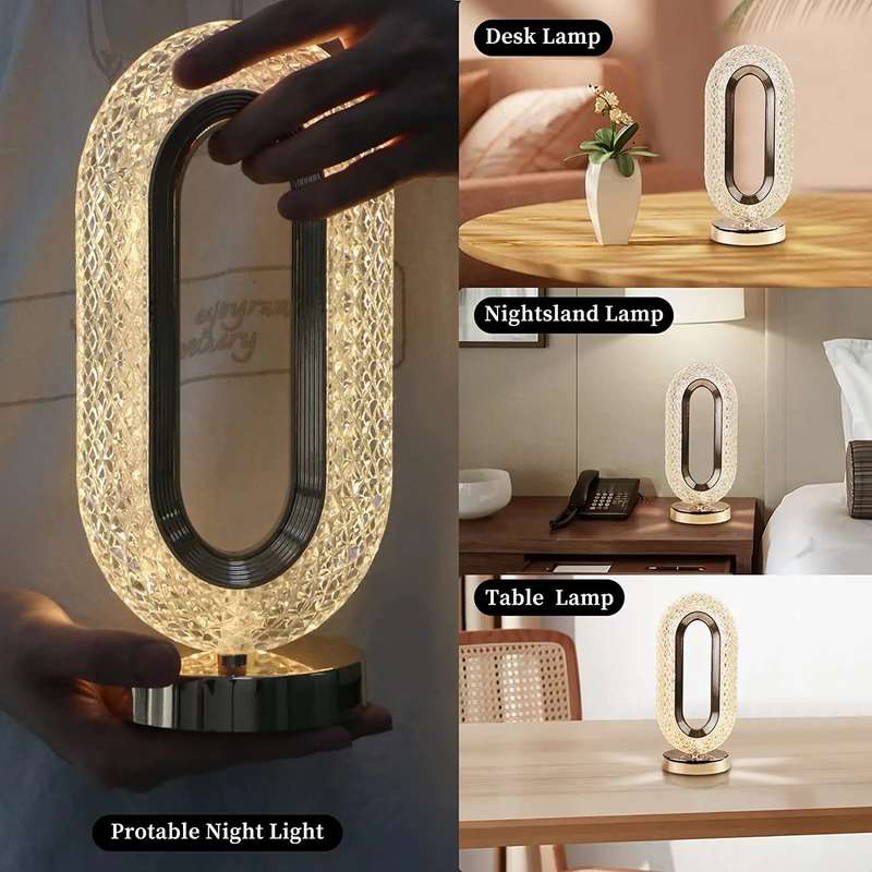 Touch Control Crystal Rechargeable Table Desk Lamp