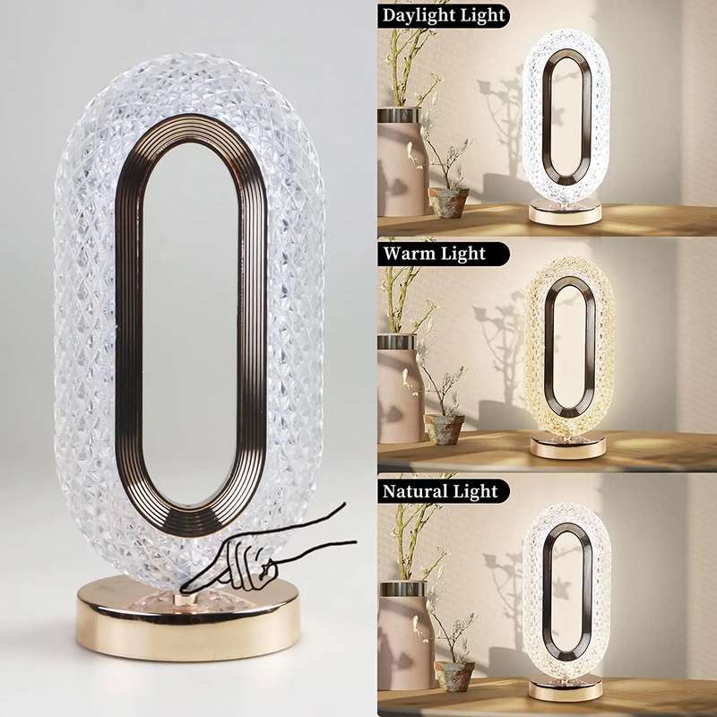 Touch Control Crystal Rechargeable Table Desk Lamp