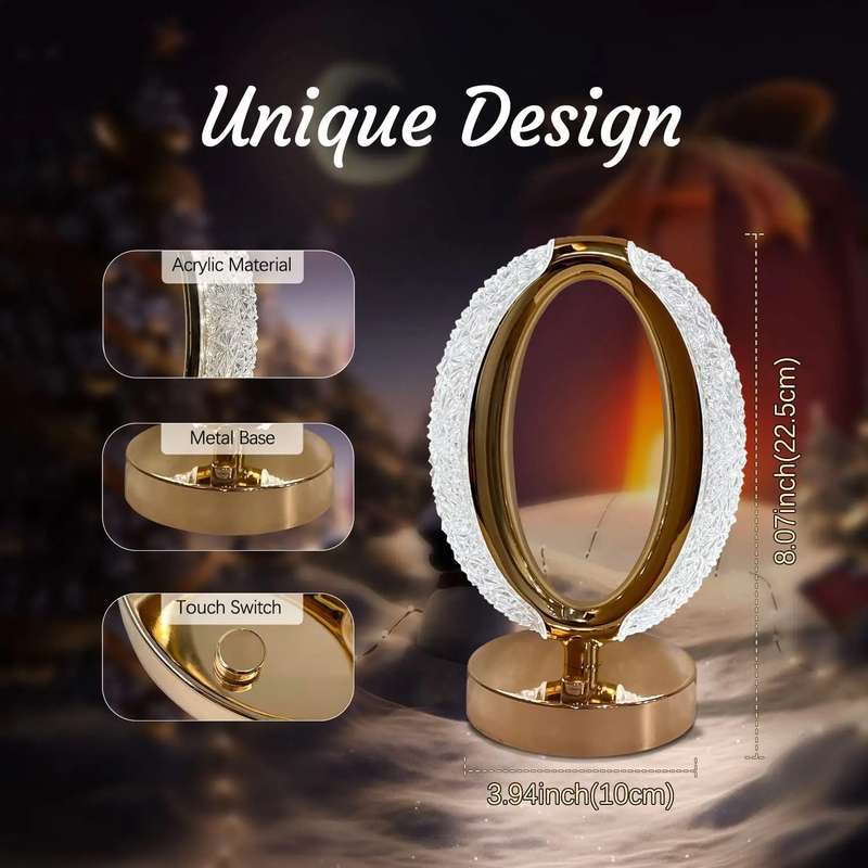 Touch Control Crystal Rechargeable Table Desk Lamp