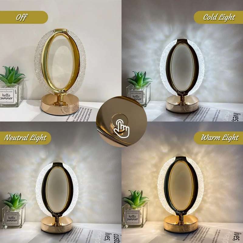 Touch Control Crystal Rechargeable Table Desk Lamp