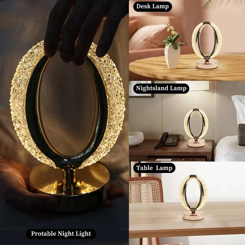 Touch Control Crystal Rechargeable Table Desk Lamp