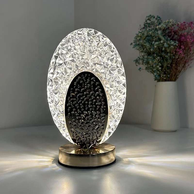 Touch Control Crystal Rechargeable Table Desk Lamp