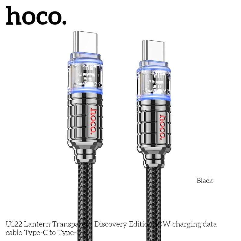 Hoco U122 Lantern Transparent Discovery Edition 60W Type-C to Type-C Charging Data Cable