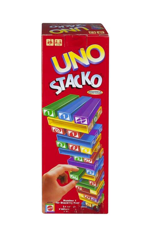 UNO Stacko Building Blocks Game With A Twist 45 Piece Set