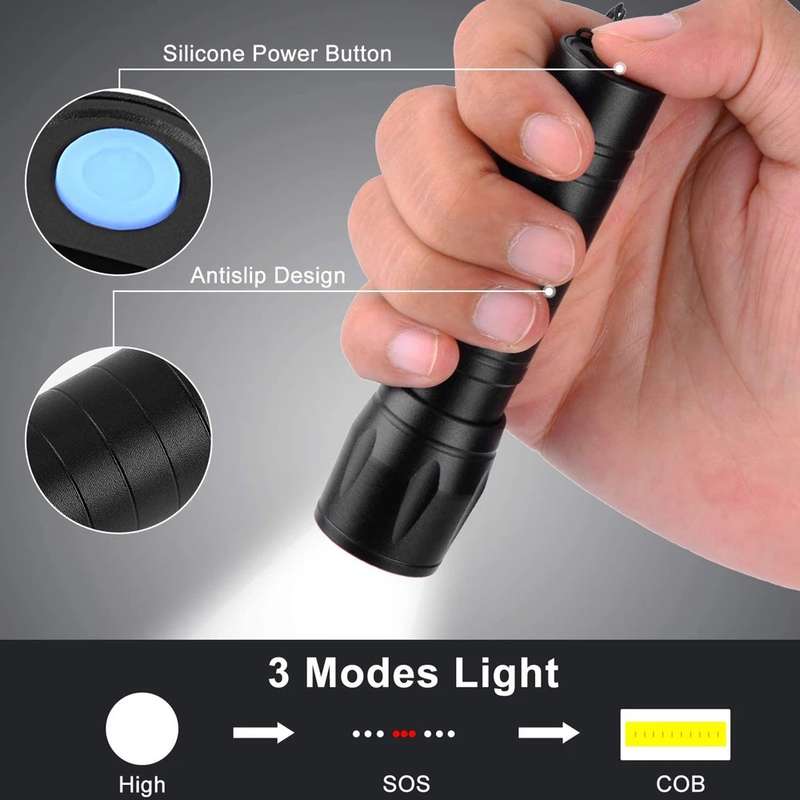 USB Rechargeable Pocket LED Camping Flashlight With Side Light