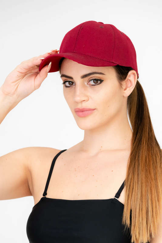 Unisex Baseball Cap Adjustable Back Strap Plain Classic 6 Panel Maroon