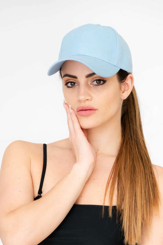 Unisex Baseball Cap Adjustable Back Strap Plain Classic 6 Panel Powder Blue