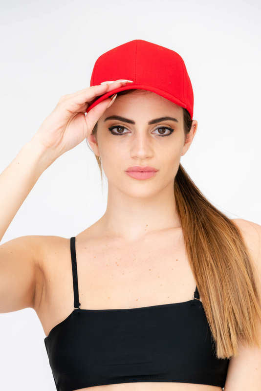 Unisex Baseball Cap Adjustable Back Strap Plain Classic 6 Panel Red