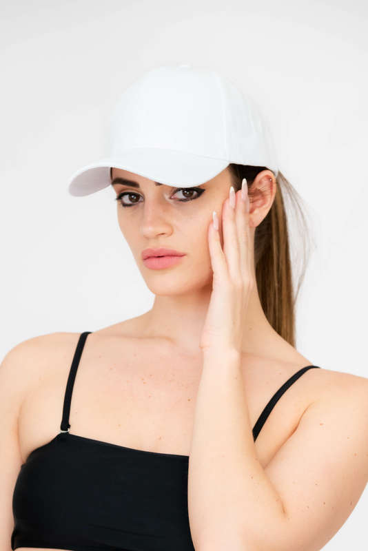 Unisex Baseball Cap Adjustable Back Strap Plain Classic 6 Panel White