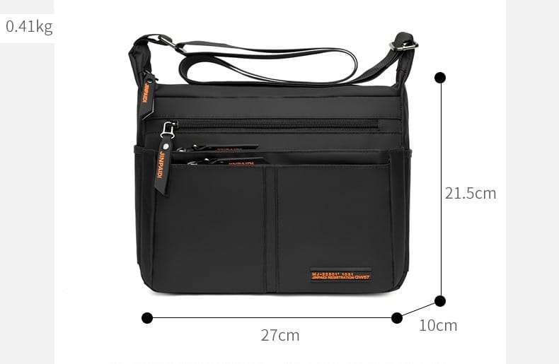 Green Unisex Multi Zipper Sling Shoulder Nylon Bag Crossbody Travel Bag