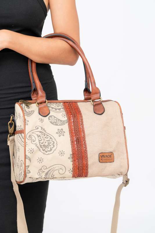 Vivace Canvas Leather Crossbody Sling Handbag