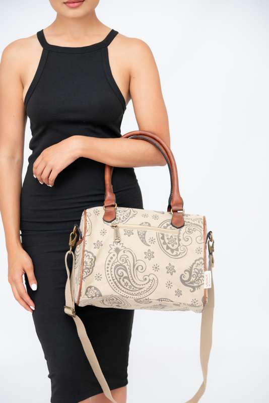 Vivace Canvas Leather Crossbody Sling Handbag