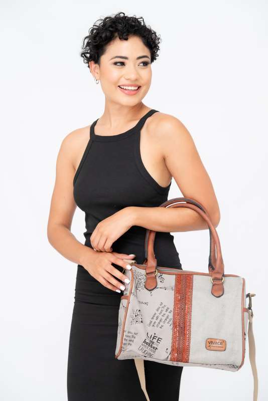 Vivace Canvas Leather Crossbody Sling Handbag