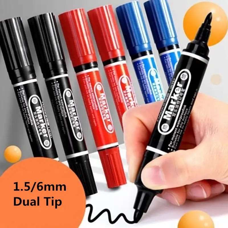 Box of 10 Whiteboard Markers Double Sided Black