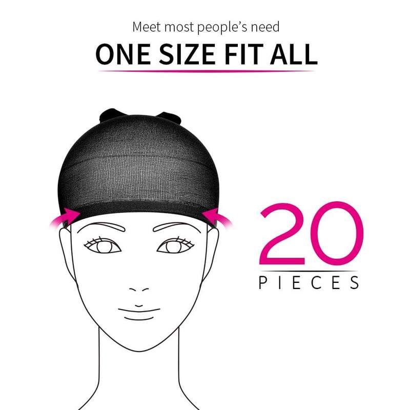 Wig Caps Black 20 Pieces