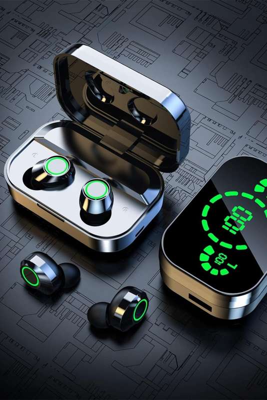 Wireless Earbuds Bluetooth 5.3 Headphones Digital LED Intelligence Display Touch-Control Hi-Fi Ea...