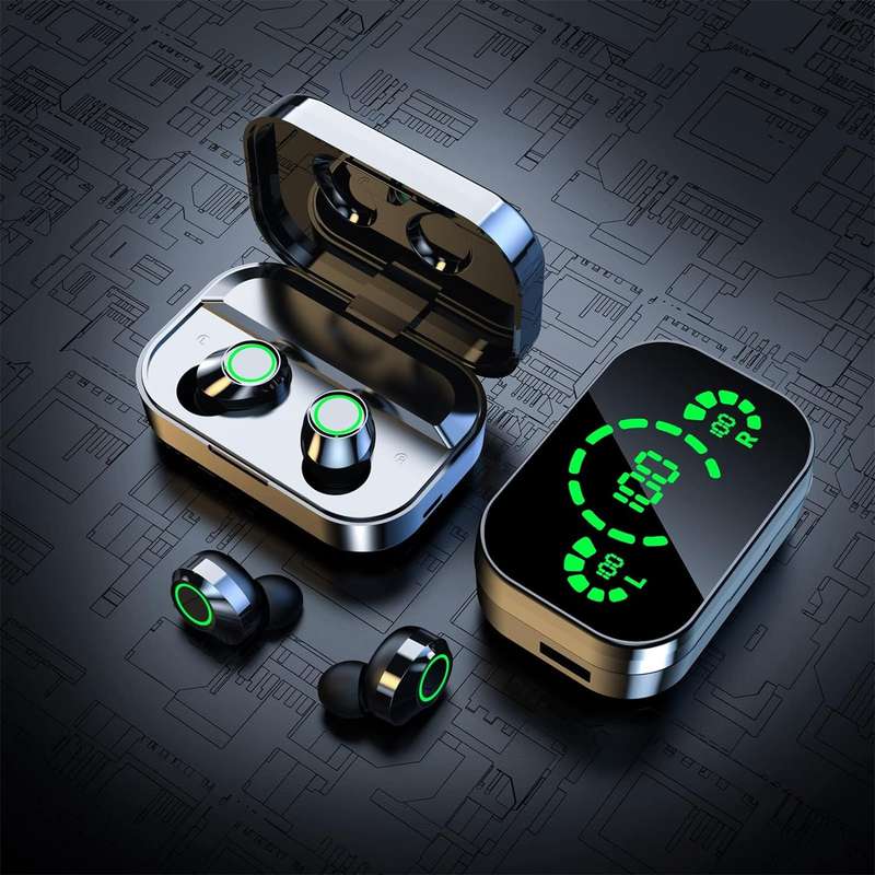 Wireless Earbuds Bluetooth 5.3 Headphones Digital LED Intelligence Display Touch-Control Hi-Fi Ea...