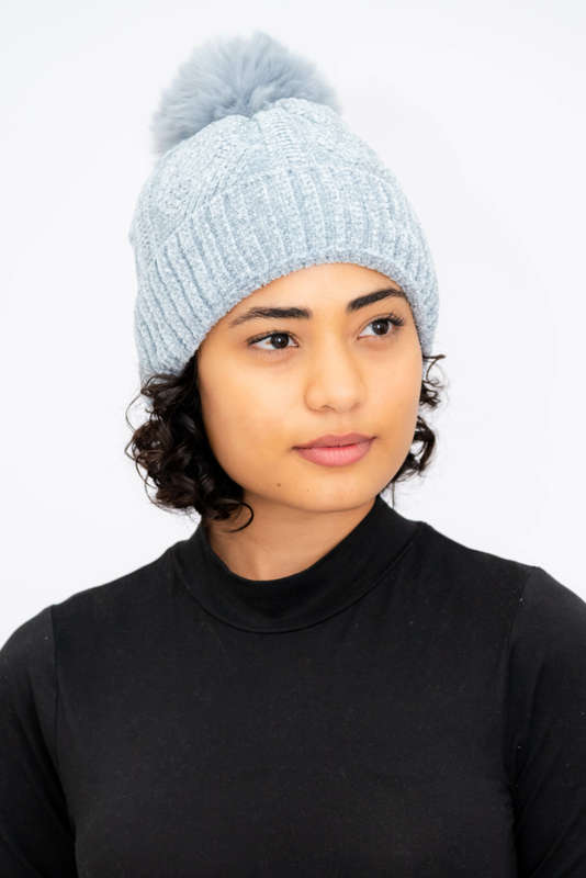 Women's Pom Pom Beanie Fleece Lined Winter Hat