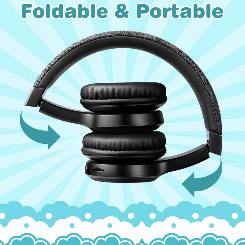 Bluetooth Headphones With Mic, Colorful LED Lights Foldable Headphones Fit for Kids or Adults